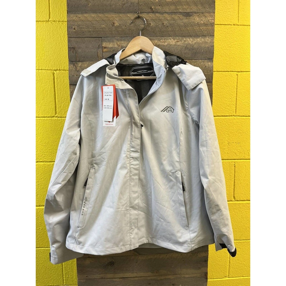 OTU Men's Lightweight Waterproof Hooded Rain Jacket Outdoor Raincoat Shell NWT